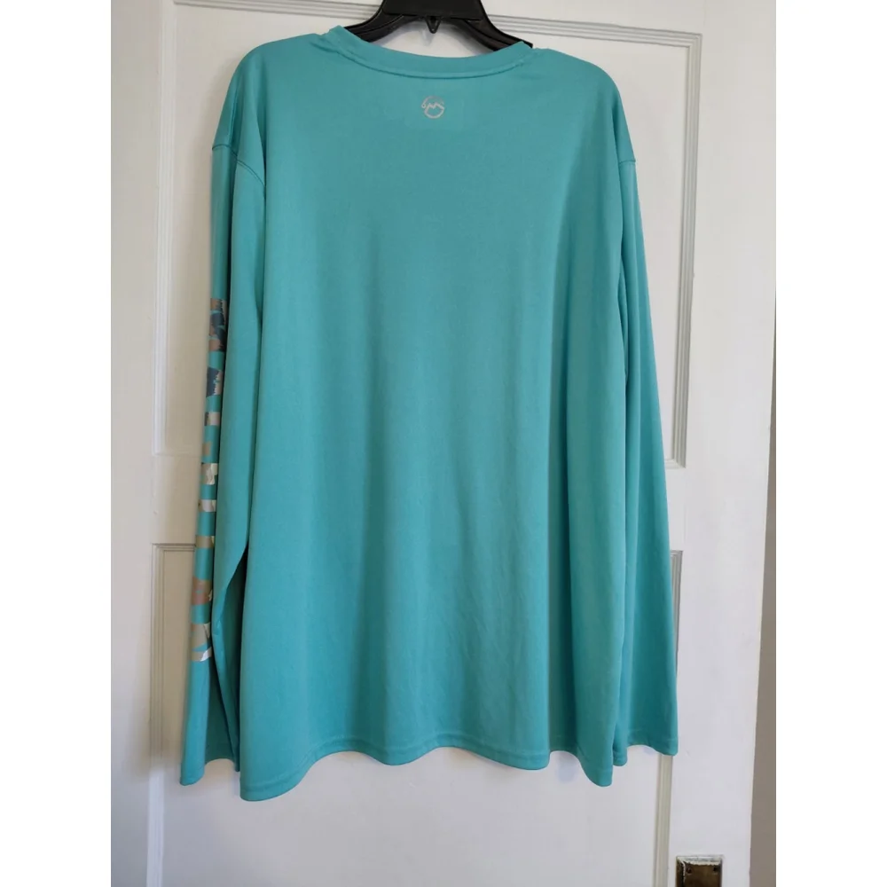 Mens 2XL Magellan Long Sleeve Dri Fit Fishing Gear Teal Moisture Wicking Shirt - Picture 2 of 4